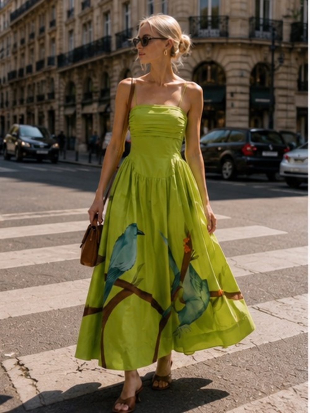FARM Rio Lime Green Maxi Dress with Blue Bird Print - Picture 3 of 13